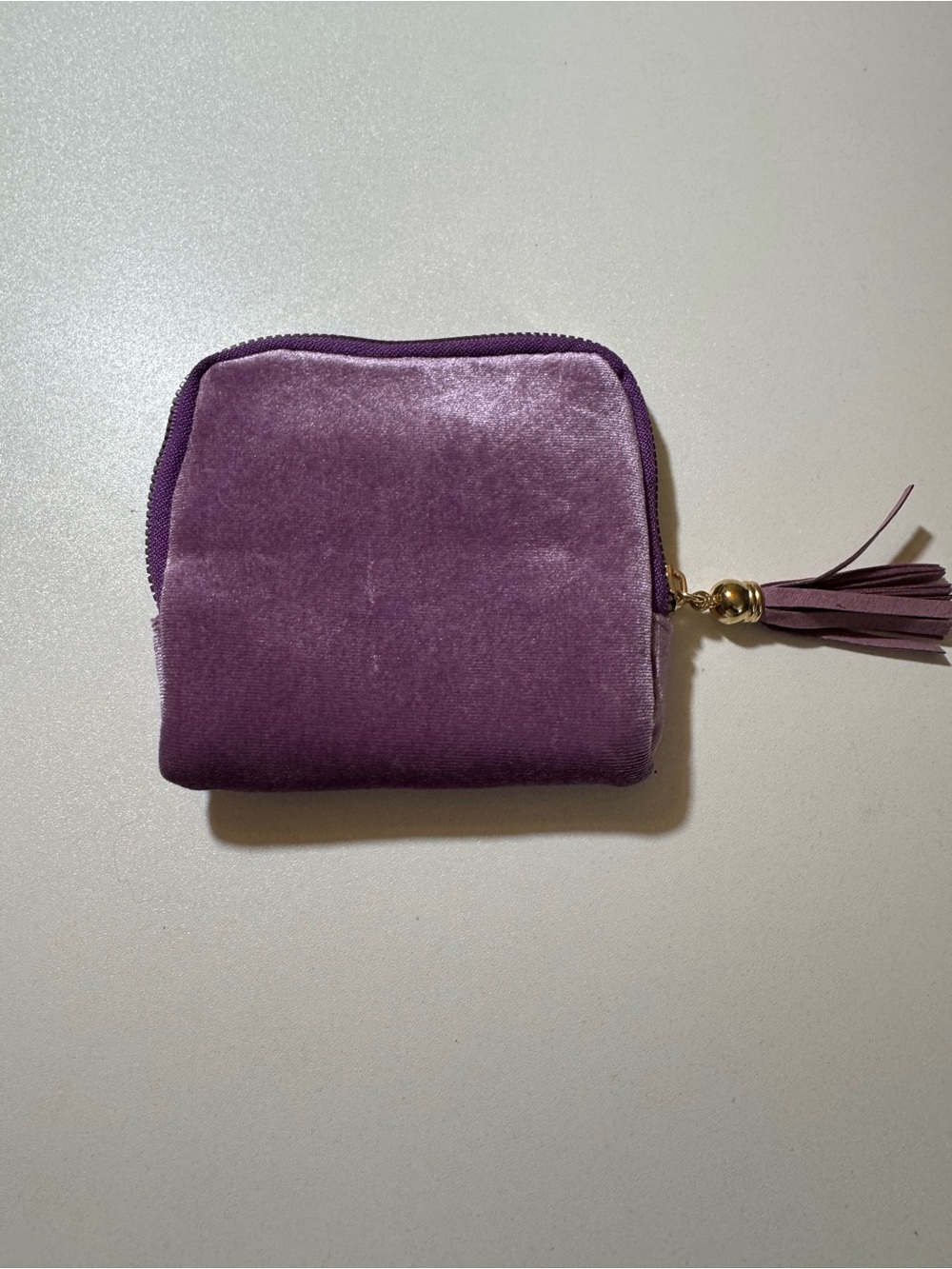Plush Velvet Purple Zip Pouch with Tassel
